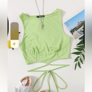 SHEIN Light Green Sleeveless Crop Top